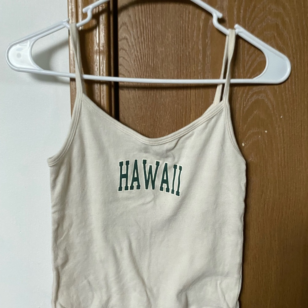 Cream Tank Top with Hawaii Print